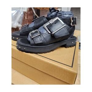 NWB Asos Finchley Premium Leather Chunky Flat Sandal with Buckles Size 6